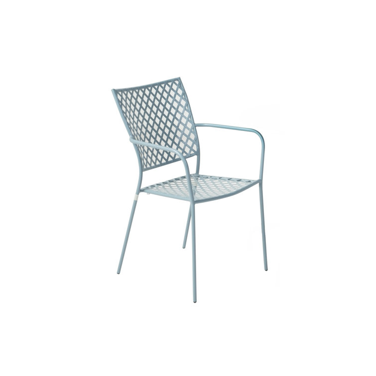 Lambertville Metal Outdoor Stacking Dining Armchair with Cushion