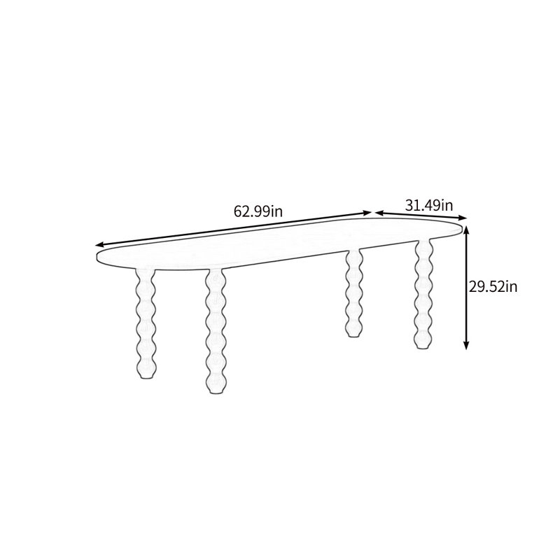 Ivoire, H 29,52 po x L 62,99 po x l 31,49 po
