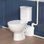 Toilette Upflush pour toilette de sous-sol avec pompe Macerator 600W avec 4 entrées d'eau pour salle de bain, lavabo, buanderie