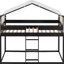 Lit superposé simple au-dessus de bois avec tente, finition, construction solide, maisonnette amusante pour une maison solide, option de rangement supplémentaire-645946690
