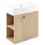 Meuble-lavabo mural de 21,6 po, poignée murale en or rose, porte ondulée, lavabo en céramique, un trou, fermeture en douceur, rangement latéral, look moderne pour meuble-lavabo compact avec petite salle de bain-1103534802