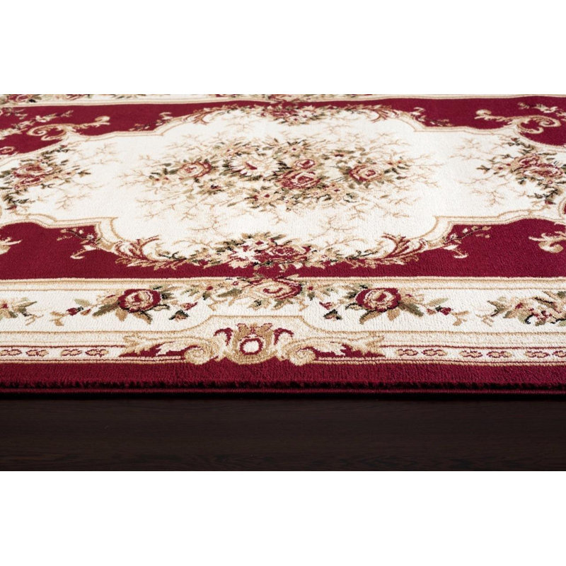 Tapis intérieur / extérieur oriental rouge / beige Blocher, Rectangle : 5 pi x 7 pi