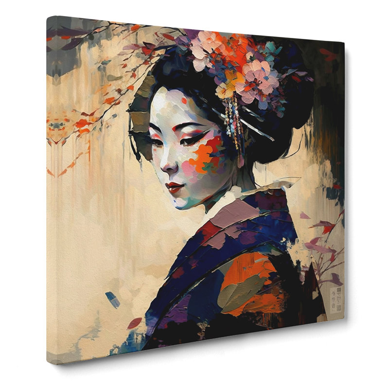 Geisha Palette Knife Painting - Wrapped Canvas, 35cm H x 35cm W x 3cm D