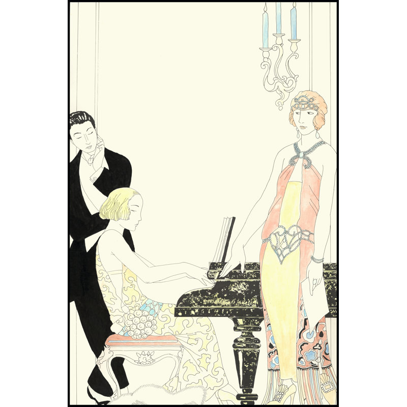 Arte Deco Fashion I - Painting on Canvas, 30cm H x 20cm W, Black Floater Framed