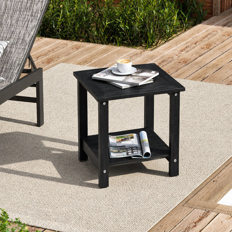 Candrice Rectangular Outdoor Side Table, Black
