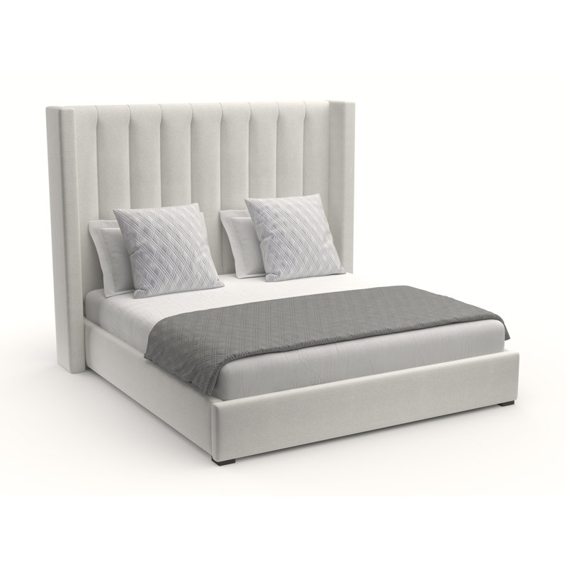 Lit tapissier standard à profil bas Esparto, Très grand (moyen), Revolution® blanc cassé