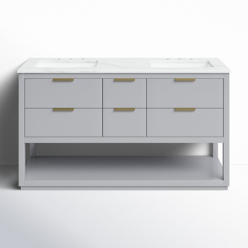 Ensemble de meuble-lavabo double 60 po Felicity, Chêne naturel