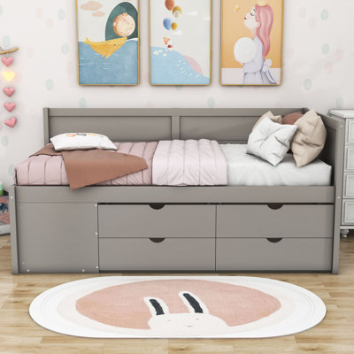 Wood Daybed with Drawers and Shelves by Red Barrel Studio