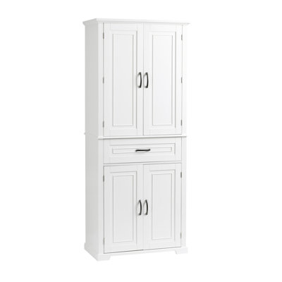 Tall White Bathroom Cabinet With Various Storage Possibilities - Finish Drawer Space