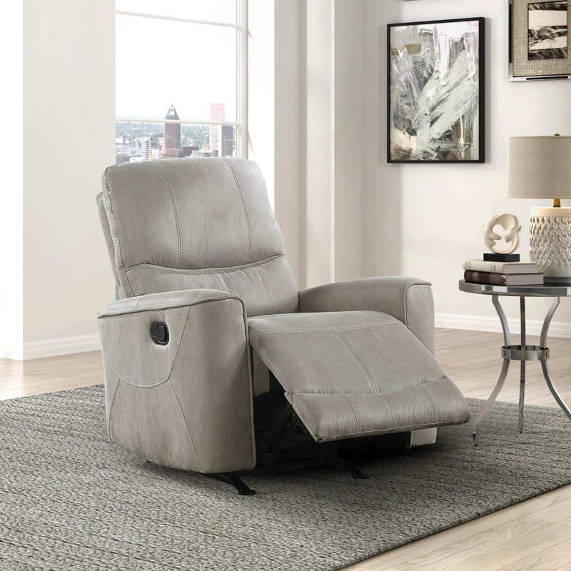 Chaise berçante inclinable de style moderne et transitionnel en microfibre polie grise polie 1 pièce