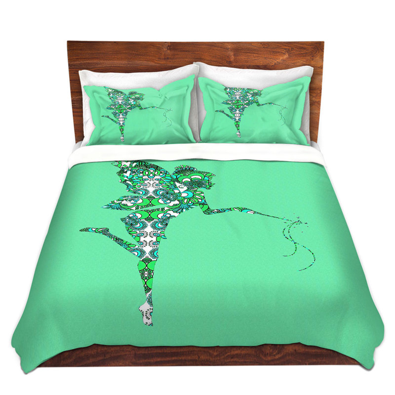 Polyester Duvet Cover, 1 Twin Duvet Cover + 1 Standard Sham, Aqua/Green