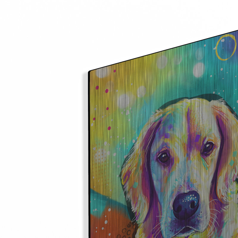 Art mural en métal Winston Porter «Pop Art Golden Retriever 3» par Furbaby Affiliates, H 24 po x l 16 po