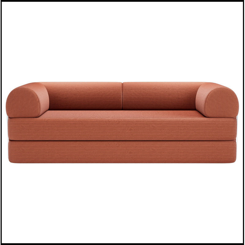 Causeuse en velours côtelé avec coussin moelleux, Brun rustique