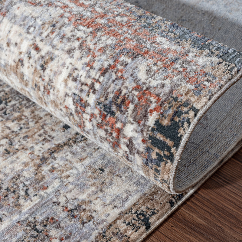 8 Area Rug in Charcoal/Beige, Rectangle 7'6" x 9'6"