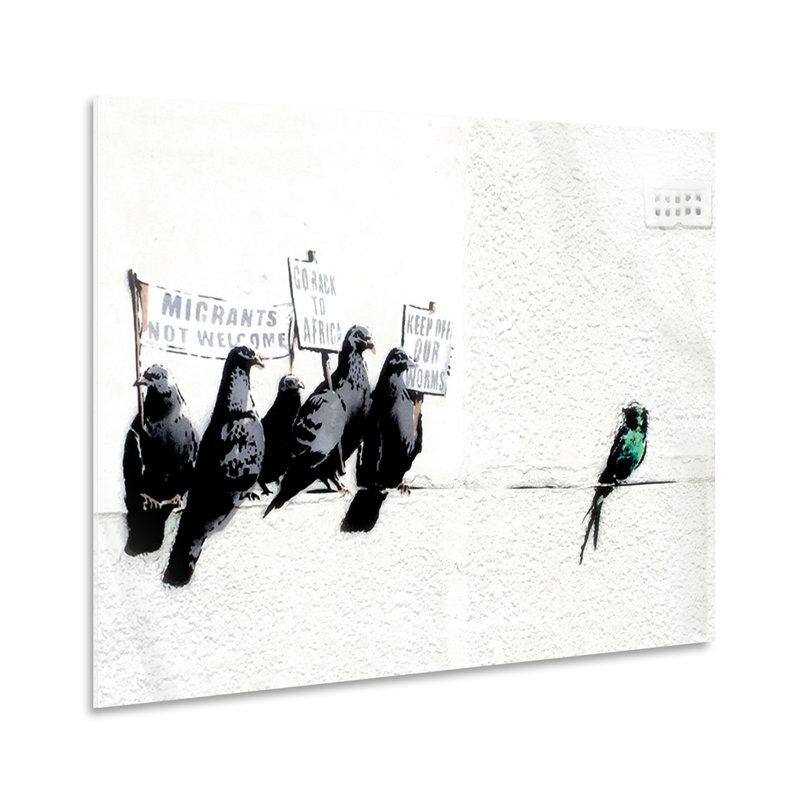 Pigeons by Banksy - No Frame Painting on Plastic / Acrylic, 65cm H x 95cm W
