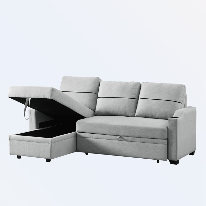 Canapé modulaire 2 pièces Kazuma, 100 % lin gris