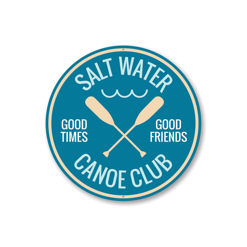 Enseigne en aluminium Saltwater Canoe Club, H 12 po x l 12 po x P 0,04 po