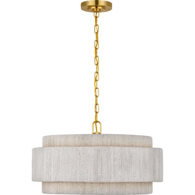 Dorado Chandelier in Antique-Burnished Brass and Washed Abaca