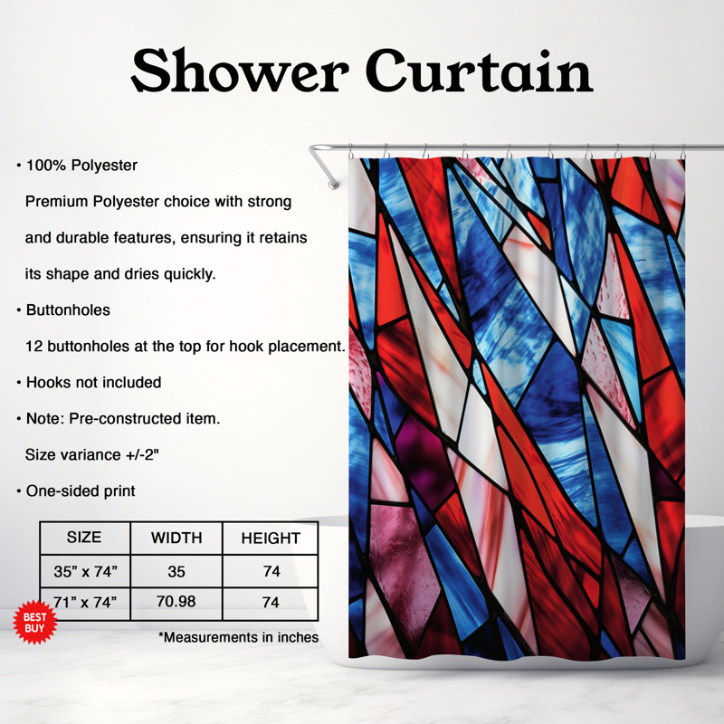 Rideau de douche 1 pièce American, H 74 po x l 71 po