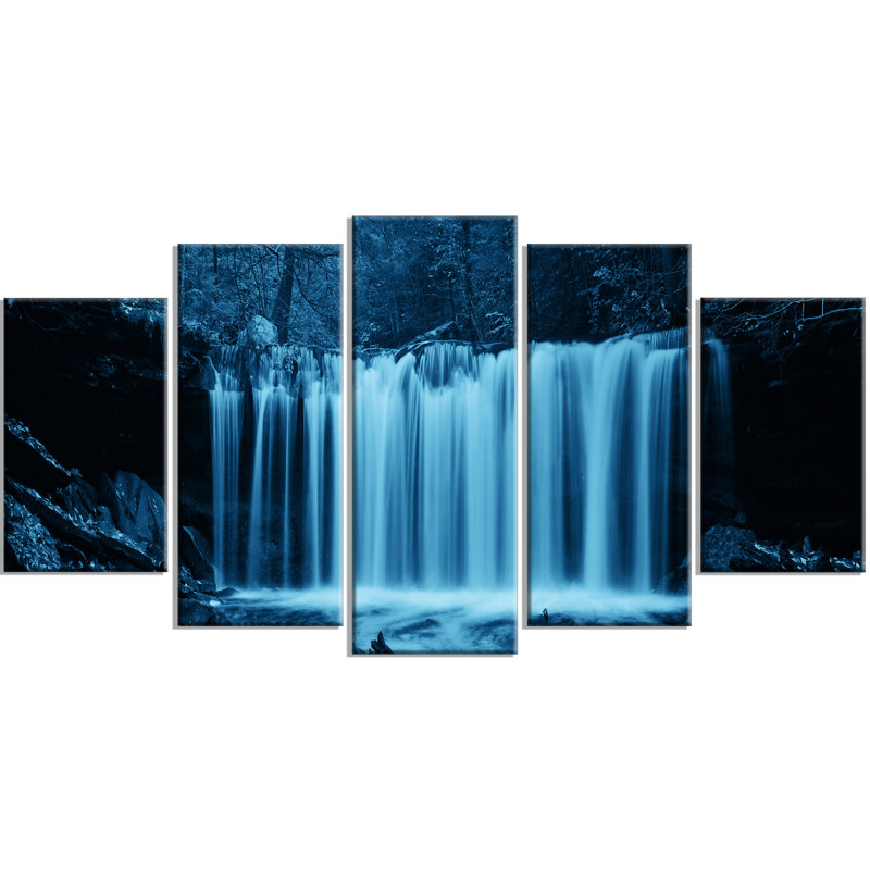 « cascades en bois », ensemble de 5 toiles tendues en noir/blanc
