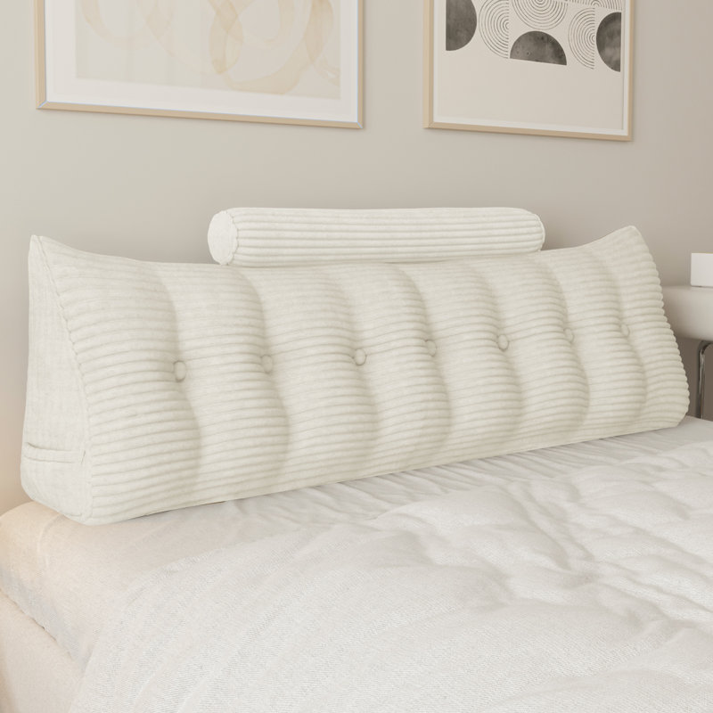 Coussin de lecture de tête de lit avec siège, Beige, Très grand lit