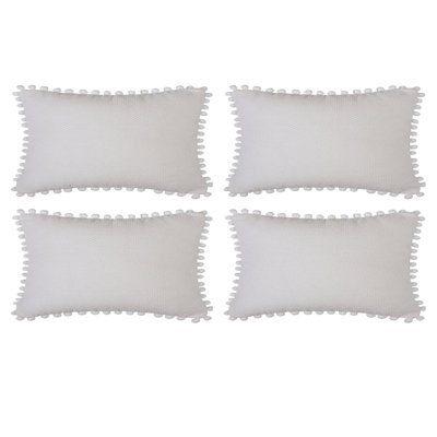 Pom-poms Cotton Blend Reversible Throw Pillow