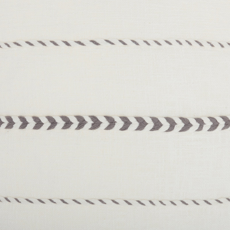 Gray and White Cotton Tassel Striped Square Pillow