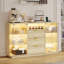 Buffet moderne avec vitrines à DEL et tiroirs cannelés-1689660680