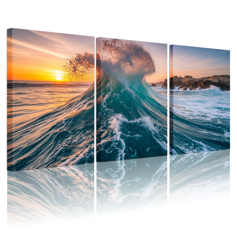 Ensemble de 3 impressions d'art sur toile, H 24 po x l 48 po