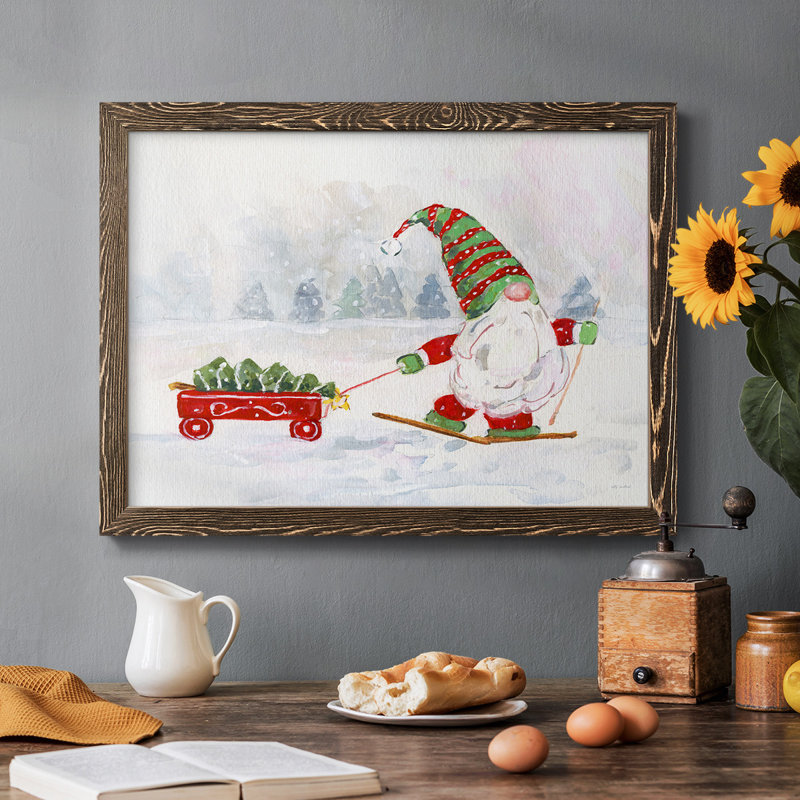 Winter Gnome I, reproduction d'art sur toile, Noyer, H 18 po x l 26 po x P 1,5 po