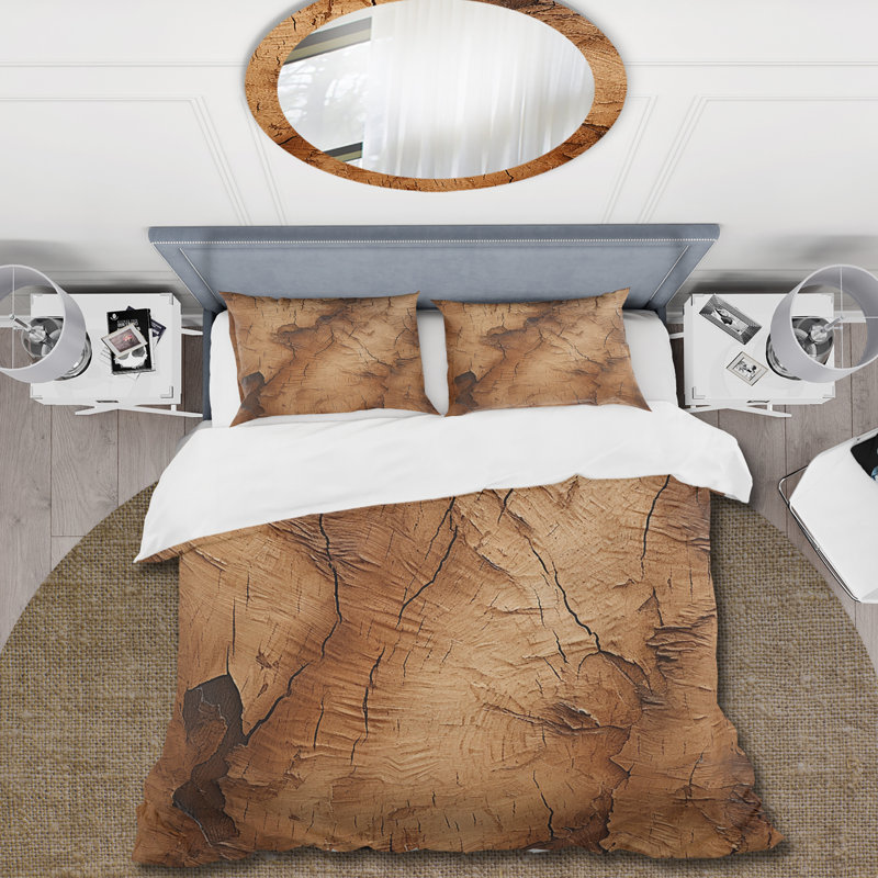 Ensemble de housse de couette Brown Tree Bark Essence 5 - Tree, Housse de couette pour très grand lit et 2 très 