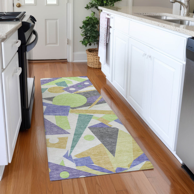 Premium Machine Washable Mehara AMF1693 Geometric Rug, Runner 2'3" x 7'6"