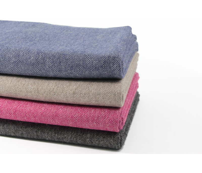 Madison Woven Baby Alpaca Throw Blanket, Heather Gray Herringbone