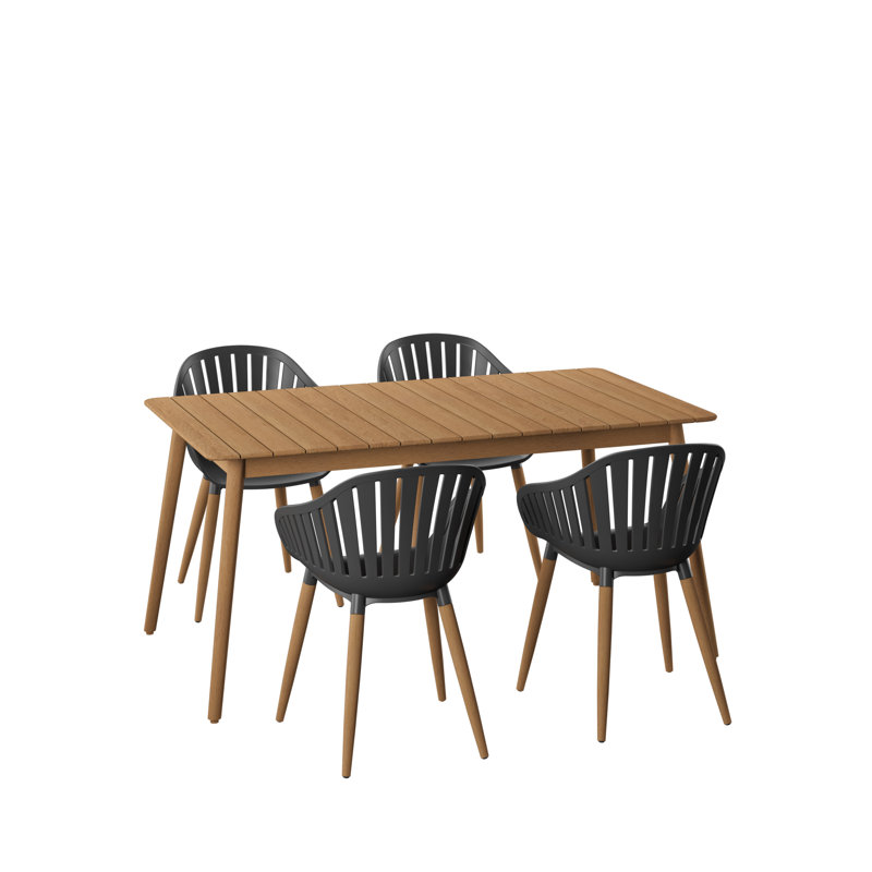 5Pc Outdoor Patio FSC Wood Dining Set
