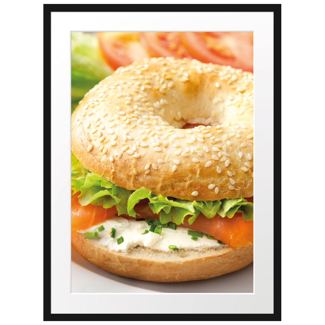 Gerahmtes Poster Frischer Lachs Bagel