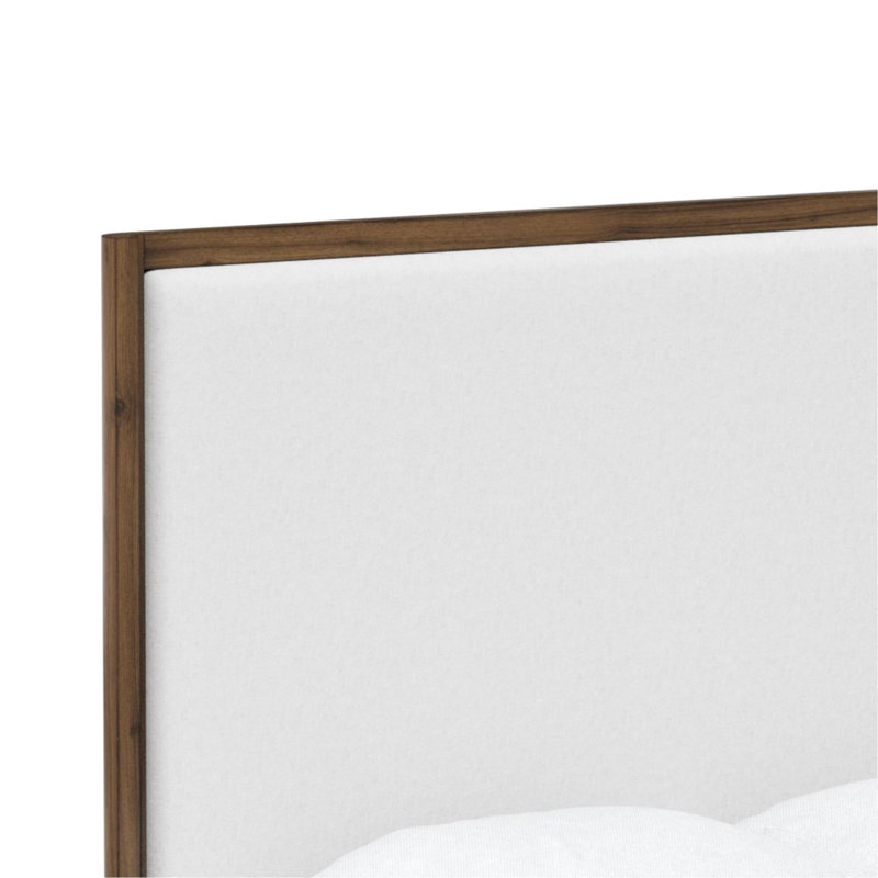 Grand lit tapissier en noyer avec matériaux et look tendance