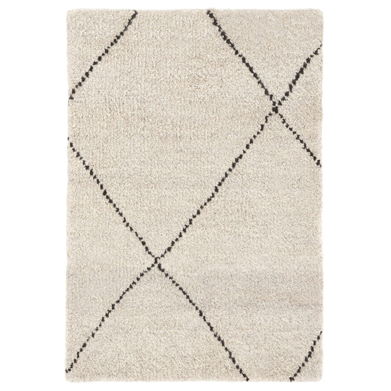 Numa Black Hand Knotted Wool Rug, Rectangle 3' x 5'