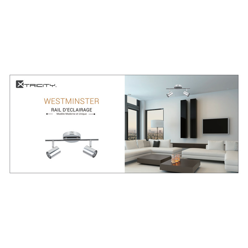 Ensemble de rail d'éclairage 2 lumières 13,97 po Westmister