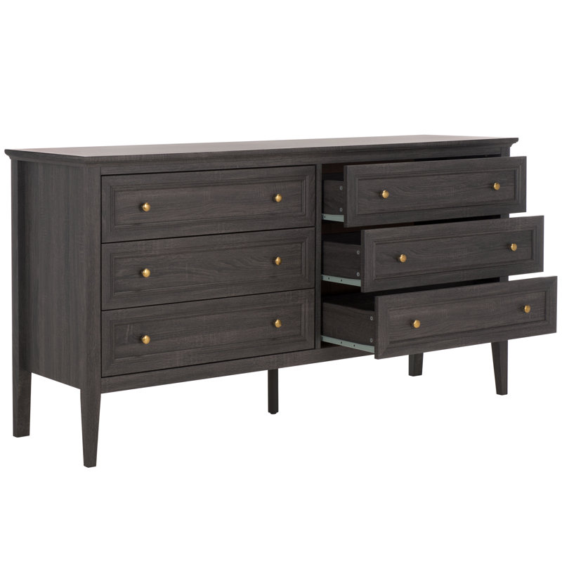 Cardae 63.1'' W 6 - Drawer Dresser, Distressed Black