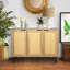 Armoire de rangement de style buffet de 47,24 po avec 3 portes en rotin et 3 tablettes Bonacci-43632871