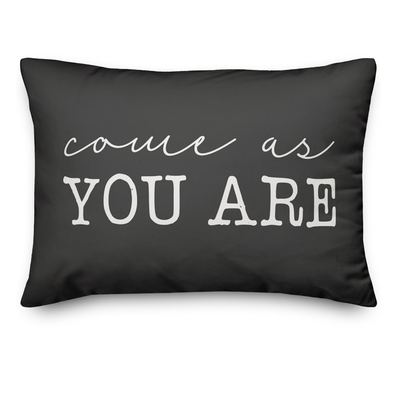 Textual Outdoor Throw Pillow, Charcoal