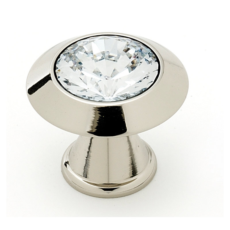 Swarovski Crystal Mushroom Knob, Polished Nickel