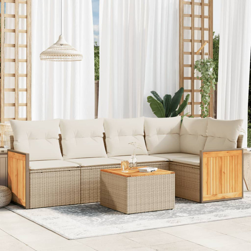  Ensemble de canapé de jardin beige, Blanc, crème, Beige