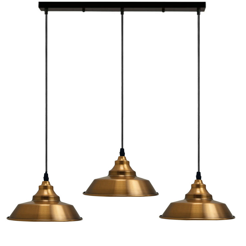 Olivia 3 - Light Silver Kitchen Island Pendant, Yellow Brass