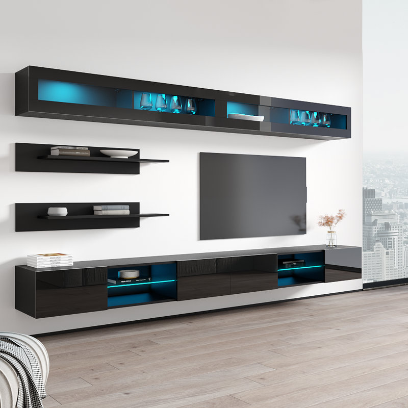 Meuble audio-vidéo flottant Fly 126 "I 33TV, Noir