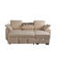 Canapé modulaire multifonctionnel à 3 places avec plateau amovible et porte-gobelets, chaise de rangement, dossiers réglables, revêtement en chenille douce, structure en bois beige pour plateau porte-espace, méridienne