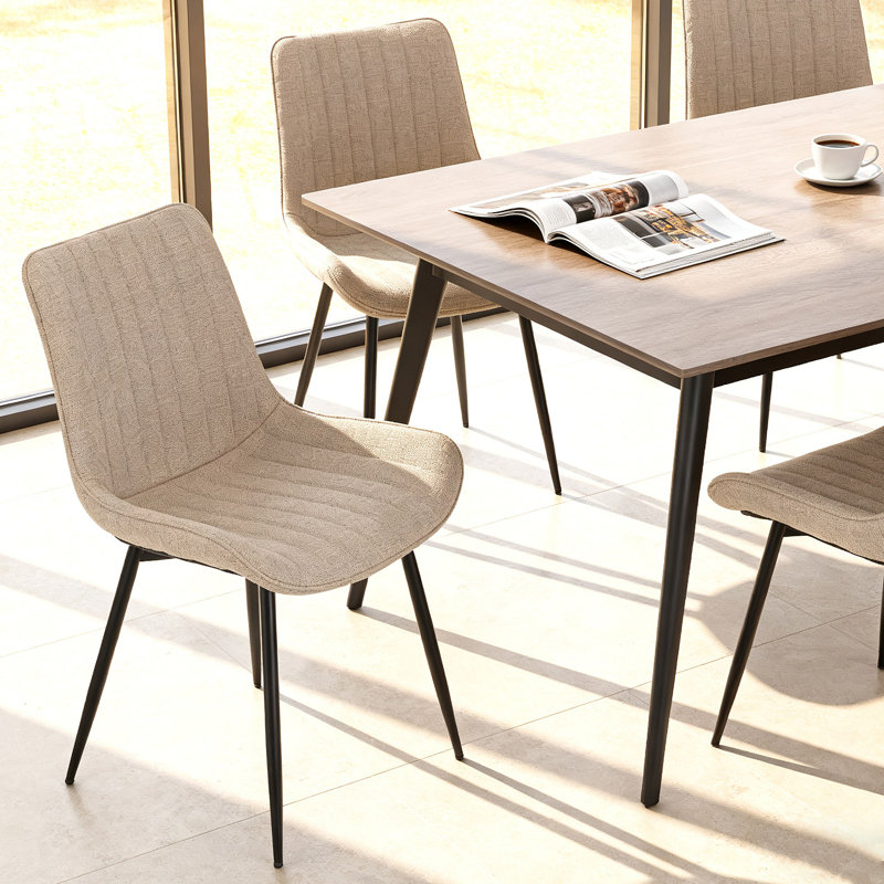 Ensemble de 4 chaises de salle à manger rembourrées modernes avec dossier rembourré et pieds en métal