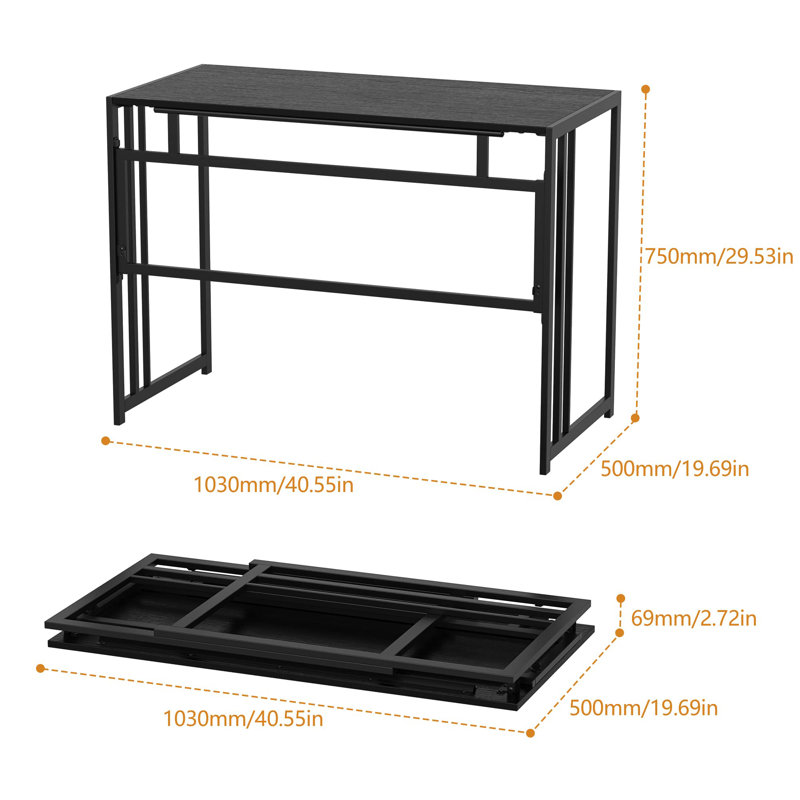 Metal Base Computer Desk, Black/Black