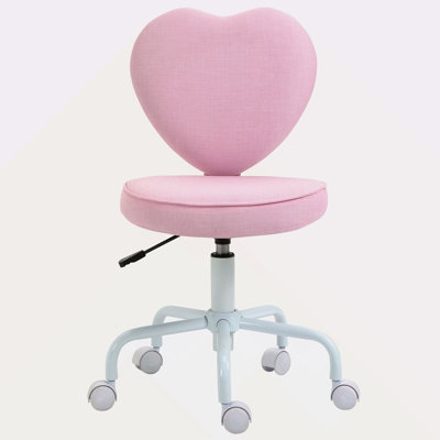 Heart Love Shaped Back Design Office Chair With Adjustable Height And 360 Swivel Castor Wheels