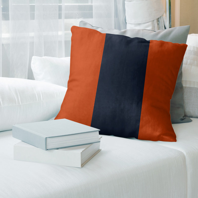 Housse de coussin, 18 po x 18 po, Orange et bleu marine, Polyester sergé